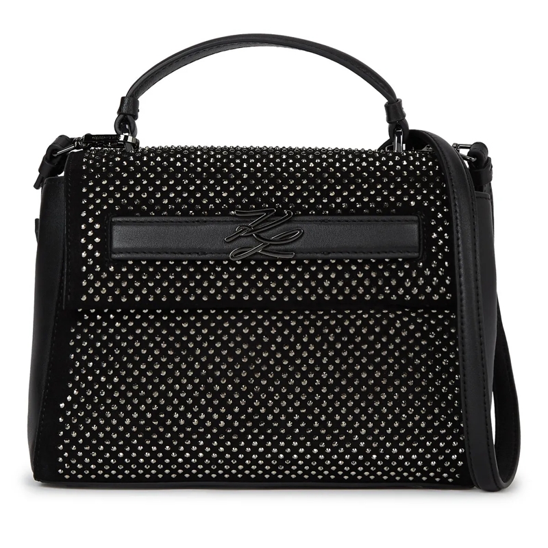 Karl Lagerfeld Tote K/Autograph Strass-Handtasche mit oberem Tragegrif schwarz