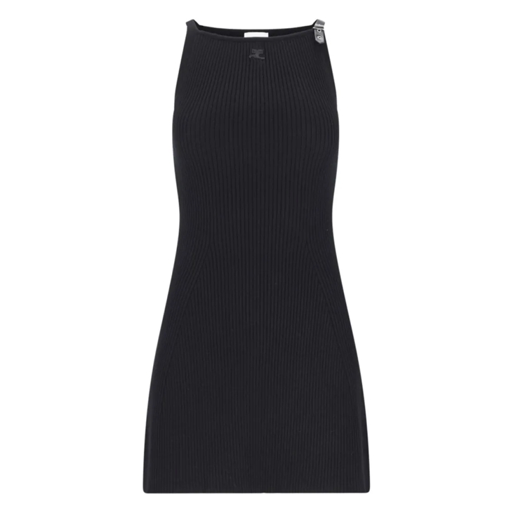 ワンピースその他 Courreges Black ribbed mini dress Ribbed-knit jersey mini dress in black - Courreges | Mytheresa