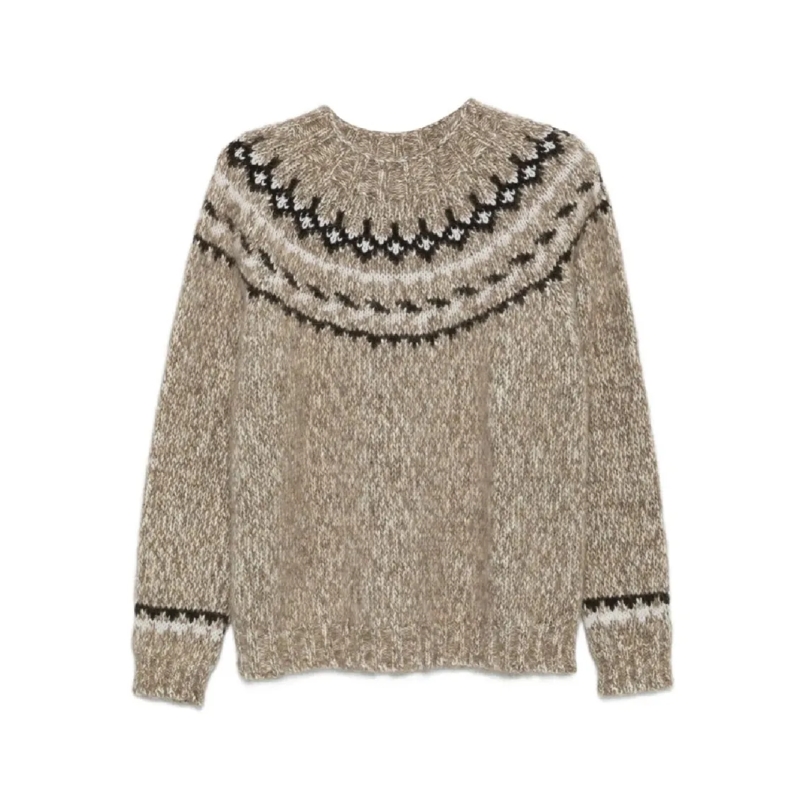 P.A.R.O.S.H. Pull Nordic-Inspired Knitted Sweater With Relaxed Fit Neutrals