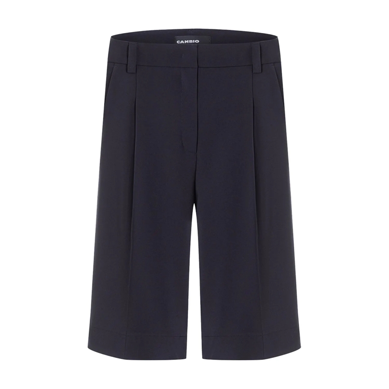 Cambio Bermuda-Shorts Bermudas Anna mit Bundfalte dunkelblau