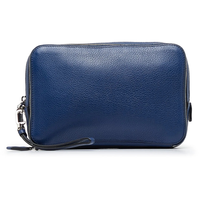 Prada Pochette Vitello Daino Clutch Bag blau