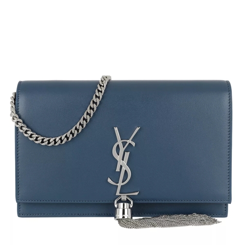 Saint Laurent Kate Chain Tassel Wallet Leather Denim Crossbody Bag
