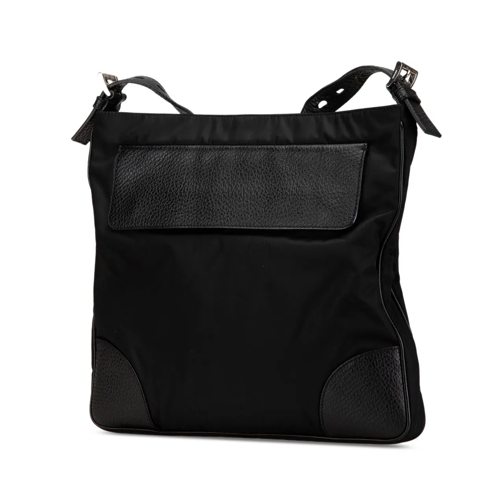 Prada Sac à bandoulière 2013-2024 Vitello Daino Trimmed Tessuto Zip Top Cr schwarz (Image 2)