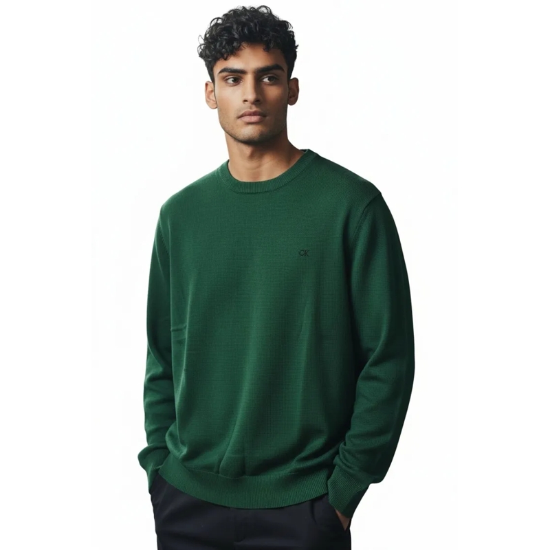 Calvin Klein Trui Long-Sleeved Knit Top In Organic Cotton Black