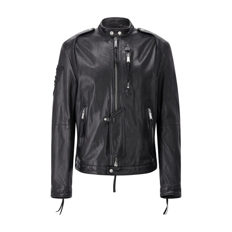 Dsquared2 Blazer Leder Bikerjacke Schwarz