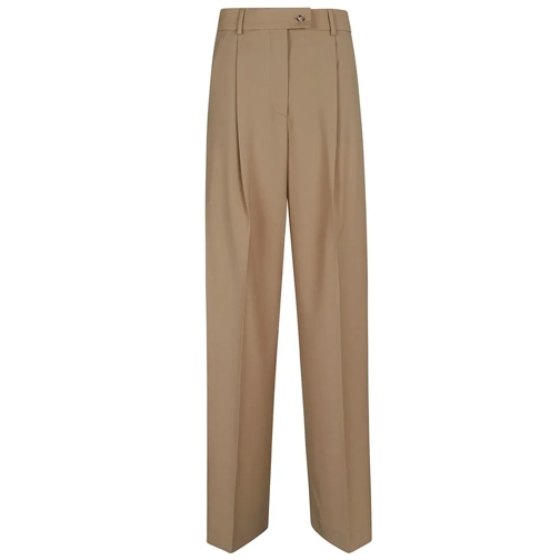 Max Mara  Natural Stretch Pure Wool Canvas Trousers Neutrals