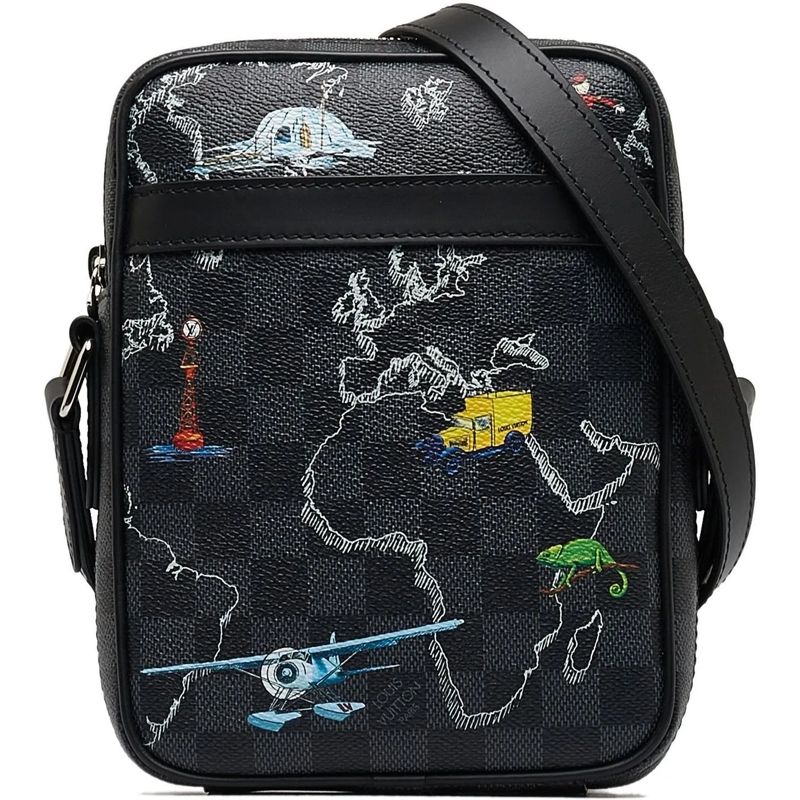 Louis Vuitton Sac à bandoulière Damier Graphite Renaissance Map Danube Slim PM schwarz
