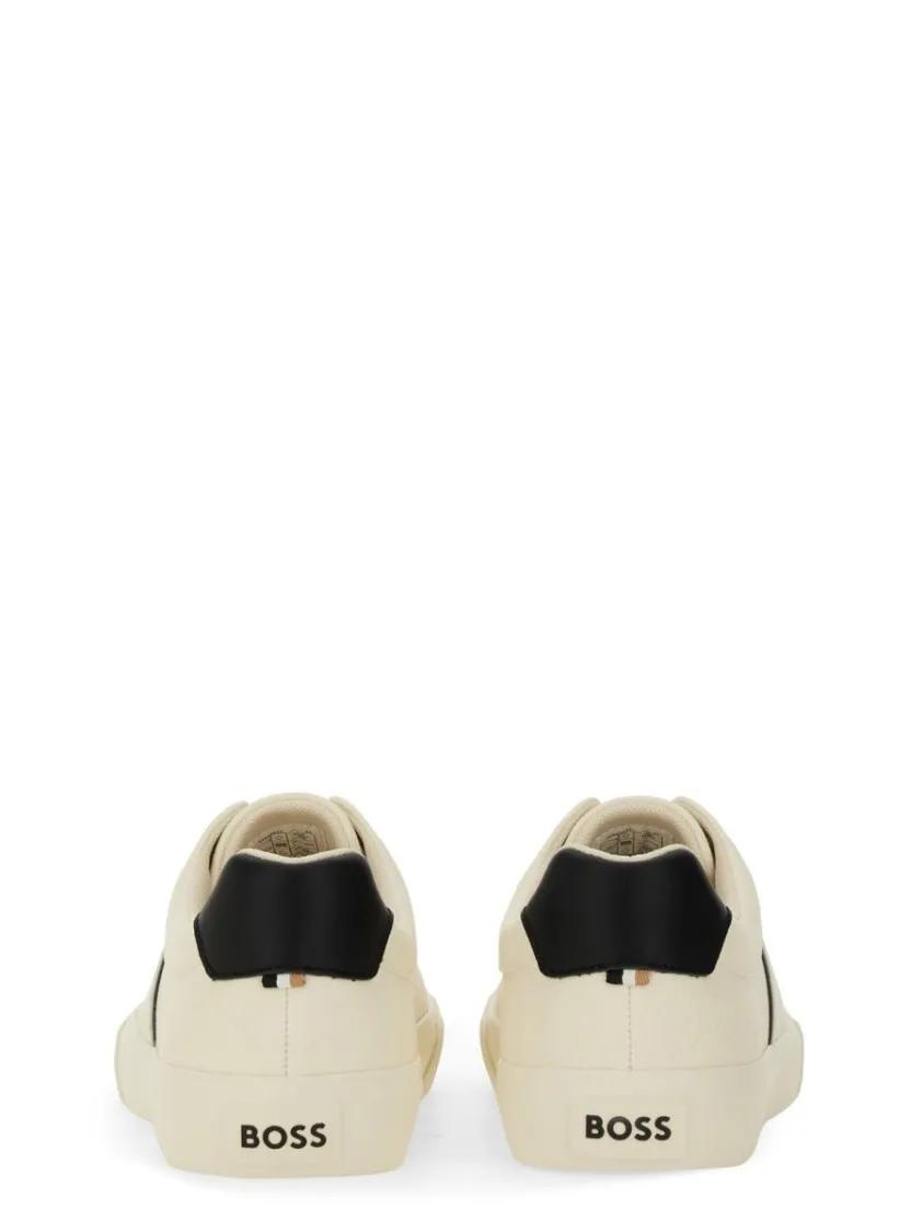 Thumbnail - Boss Low-Top Sneaker - Low-Top Leather Sneakers With Contrasting Stripes - Gr. 40 (EU) - in Weiß - für Damen