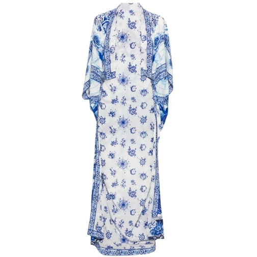 Camilla White/Blue Reversible Printed Maxi Robe Blue 