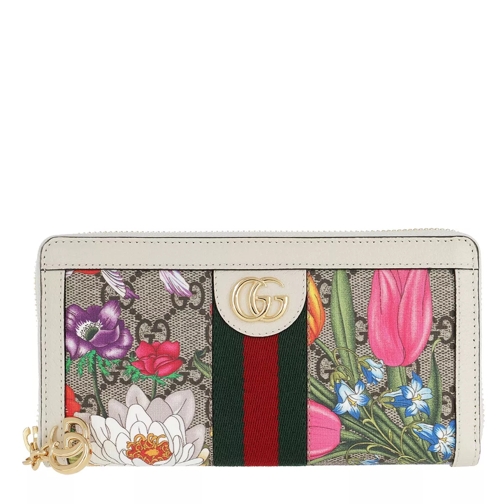 Gucci GG Ophidia Flora Zip Around Wallet White/Flora Continental Wallet-plånbok