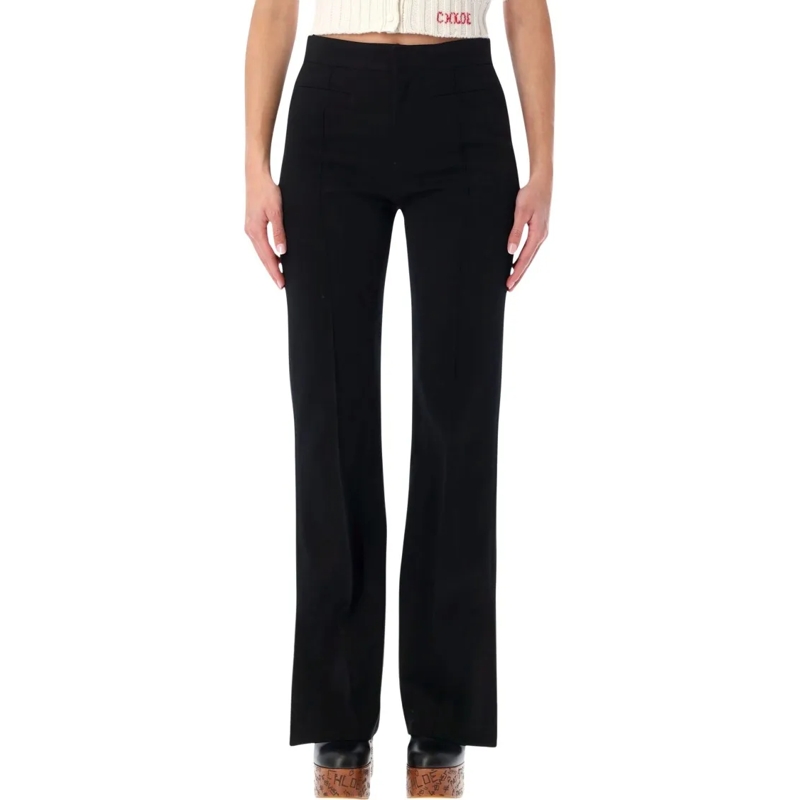 Chloé  Chloé Black Herringbone Cotton Tailored Trousers Black