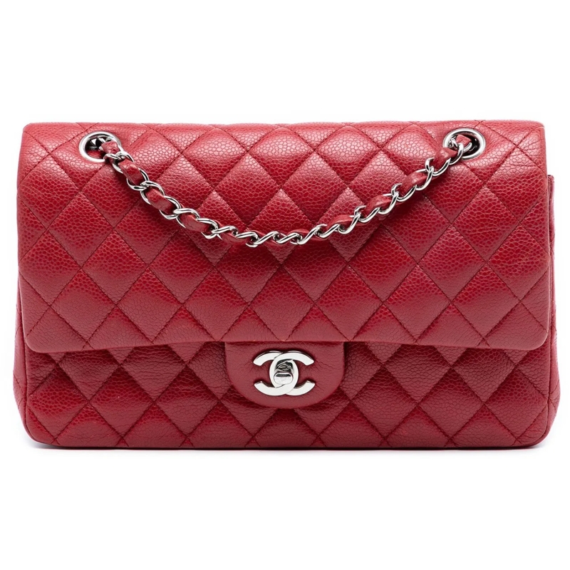 Chanel Sac à bandoulière Medium Classic Caviar Double Flap rot