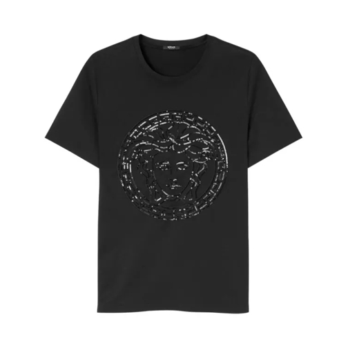 Versace Black Embellished Medusa T-Shirt Black 
