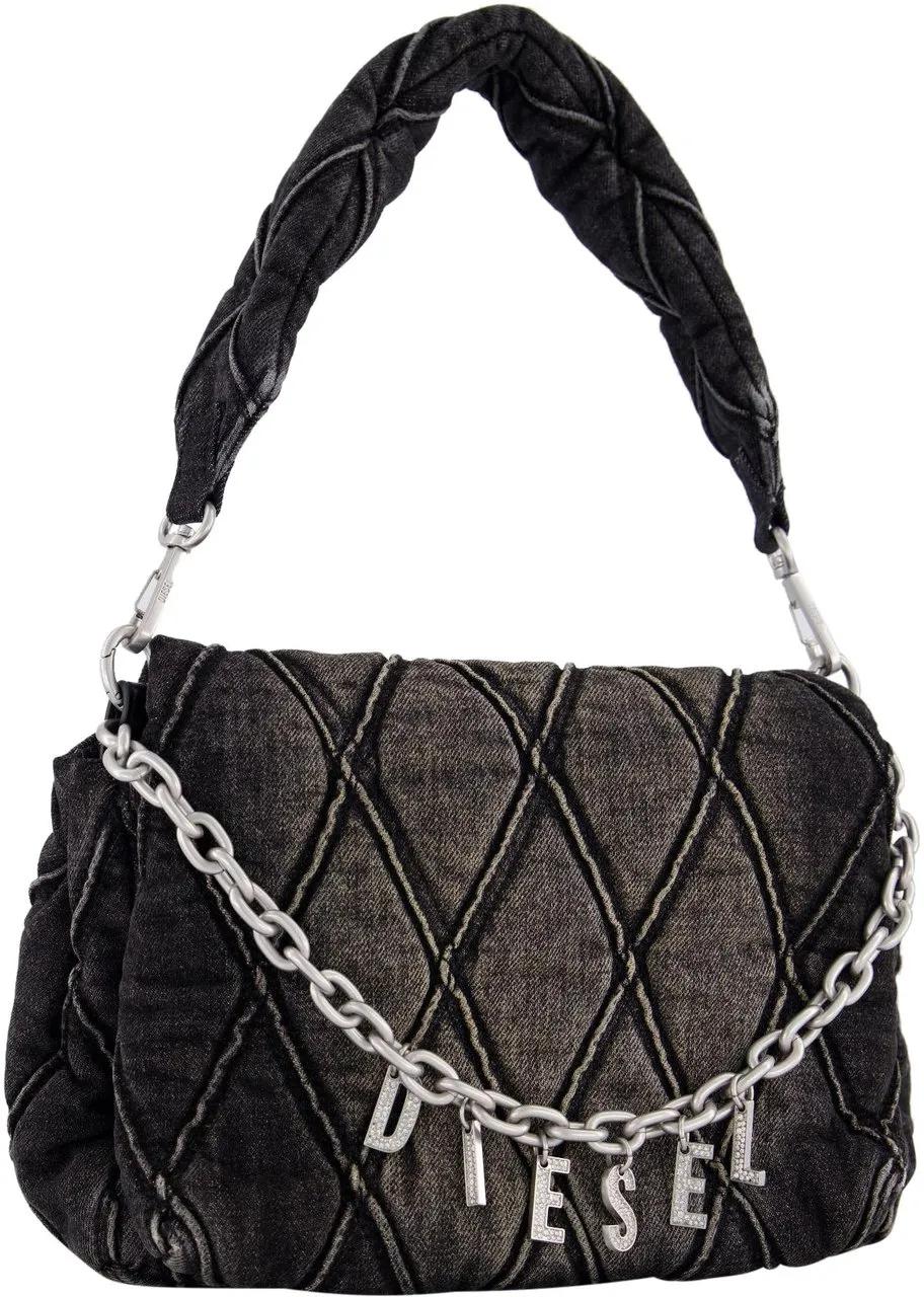 Diesel Hobo bags Charm-D Small Shoulder Bag Cotton Black in zwart