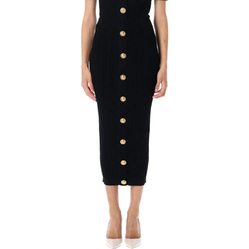 Balmain Midirok Long Skit Buttoned Red