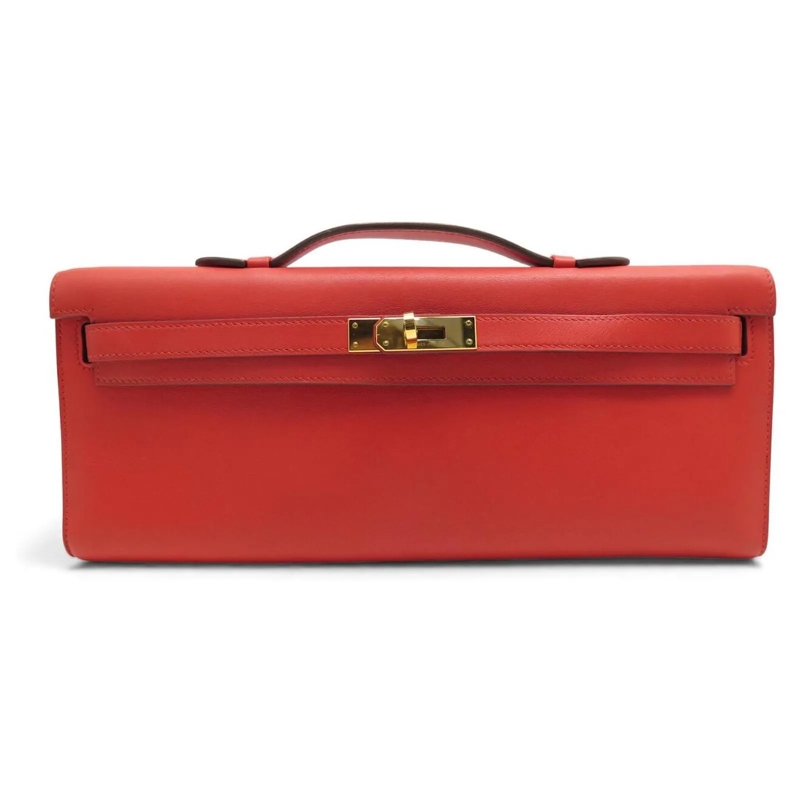 Hermès Clutch HERMES KELLY CUT CLUTCH AUS SWIFT-LEDER ROT rot
