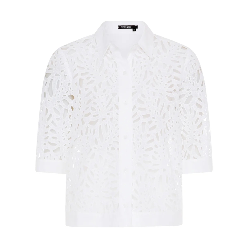 Marc Aurel Bluse Spitzen-Bluse weiss