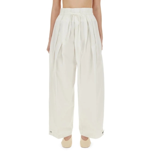 Jil Sander  High-Waisted Wide Pants In Cotton Gabardine White