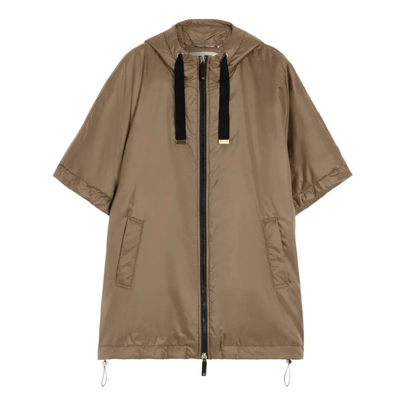 Max Mara Veste de transition Relaxed Brown Jacket With Hood And Smooth Finish Brown