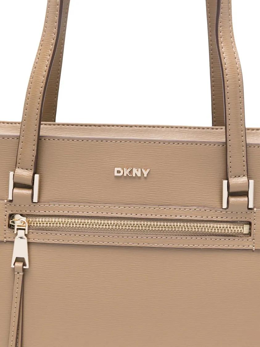 DKNY Shoppers & Totes Logo-Lettering Tote Bag in beige