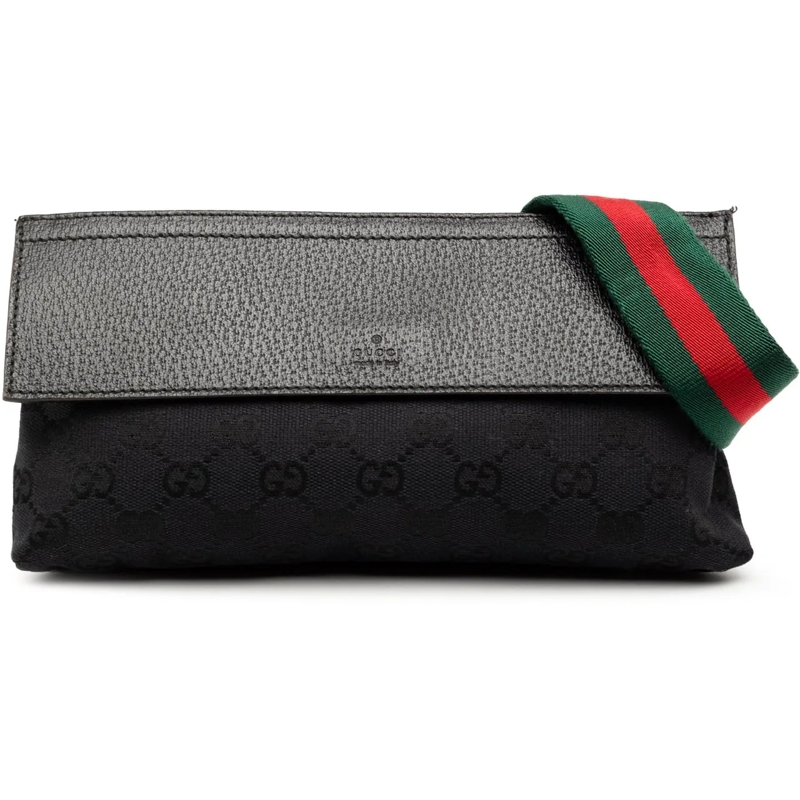 Gucci Schultertasche GG Canvas Web Crossbody schwarz