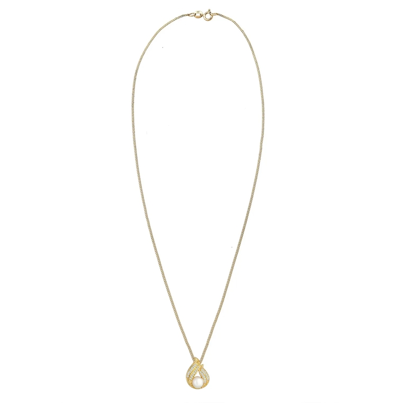 Elli Mittellange Halskette Halskette Süsswasserzuchtperle Diamant (0.13ct) 58 gold(Image 3)