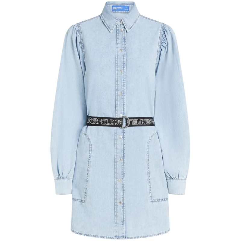 Karl Lagerfeld Minikleid Fitted Bodice Dress With Flared Skirt And Clean Li Blue