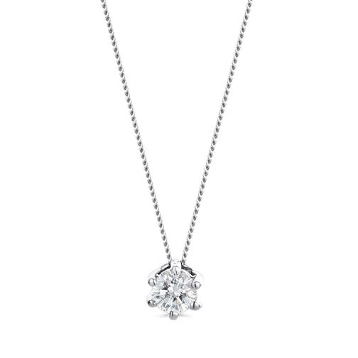 DIAMADA 0.25ct Diamond Solitaire Necklace  14KT White Gold Medium Halsketting