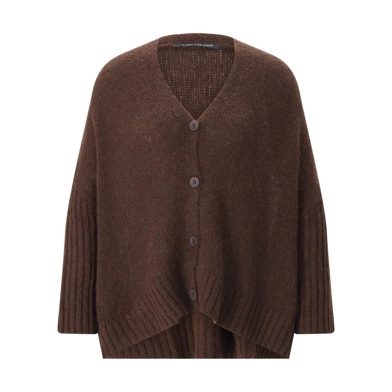 Luisa Cerano Cardigan Strickjacke aus Alpaka & Wolle braun
