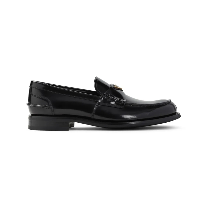Prada Mocassin Classic Black Loafers In 100% Brushed Calf Leather Black