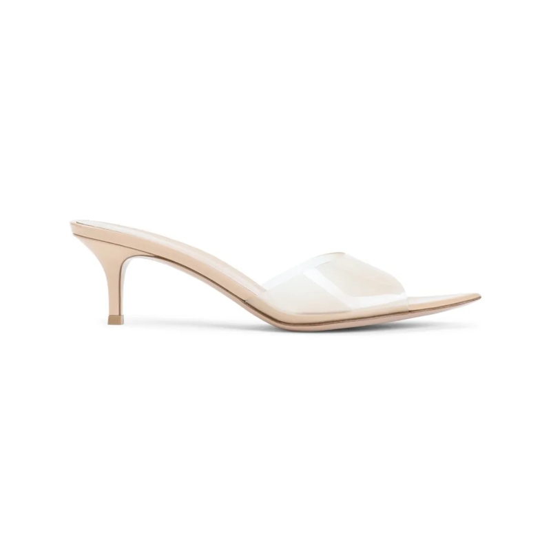 Gianvito Rossi Mules Pointed Toe Mules With Semi-Sheer Strap Neutrals