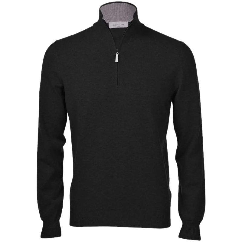 Gran Sasso Pullover Trui met rits zwart schwarz