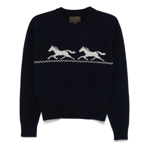 Filson Trui Oxford Blue Horses Sweater Blue