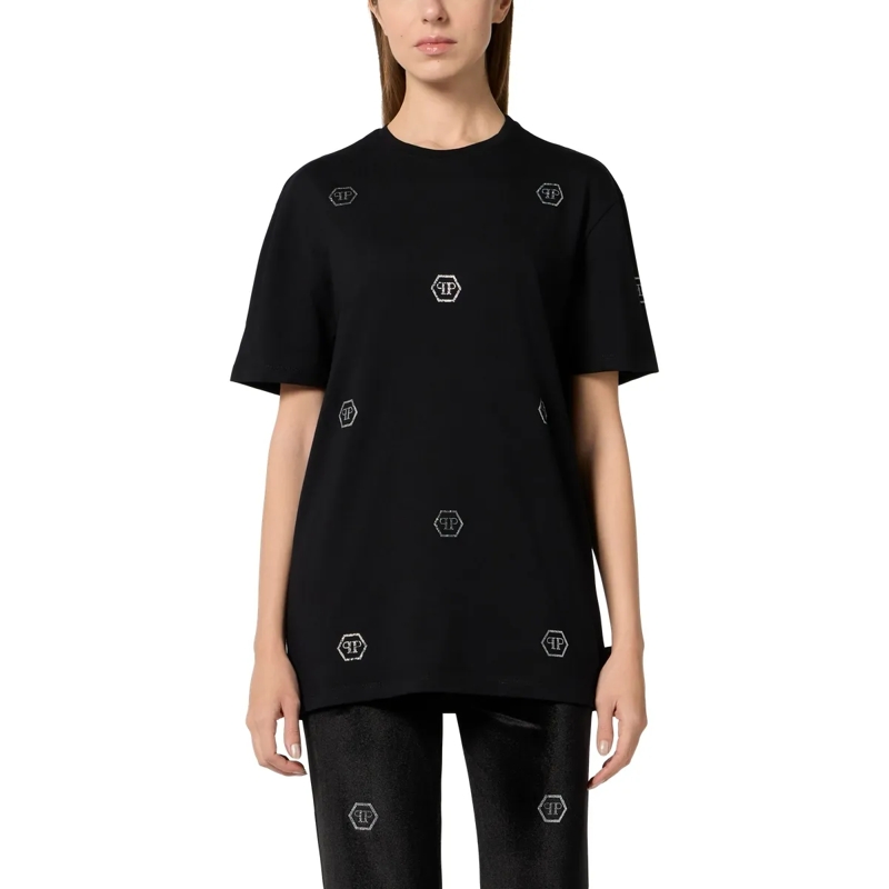 Philipp Plein T-Shirt Man Fit T-Shirt Mini Monogram Crystal Monogram schwarz(Image 3)