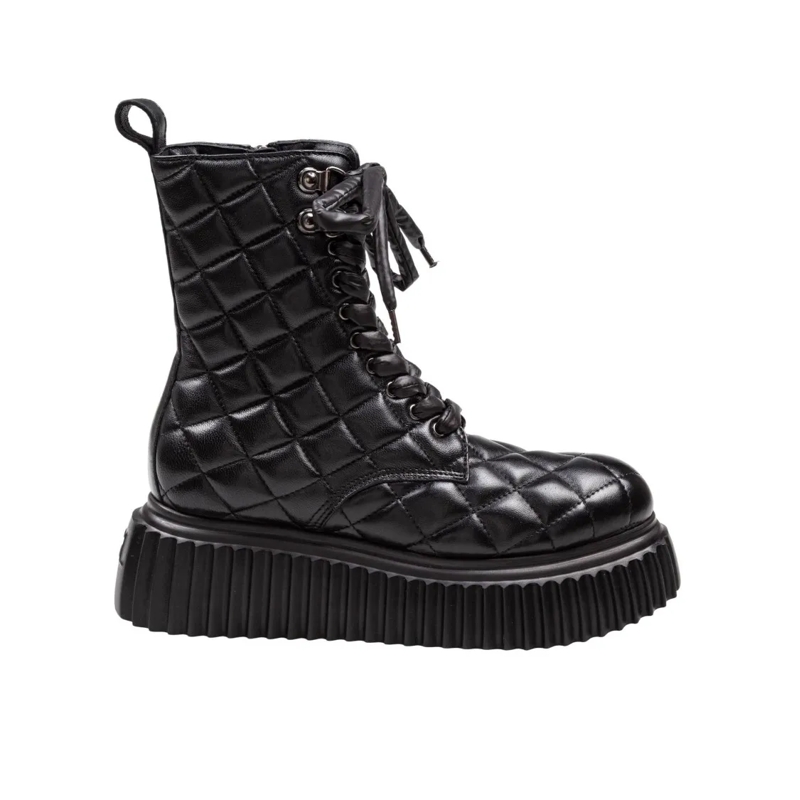 Agl Stiefel Quilted Leather Softy Lowboot Ankle Boot Black