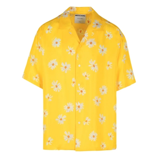 Moschino Hemden Floral-Patterned Yellow Silk Shirt Yellow