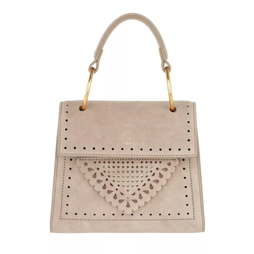 Coccinelle Lace Suede Handle Crossbody Bag Small Taupe Axelremsväska