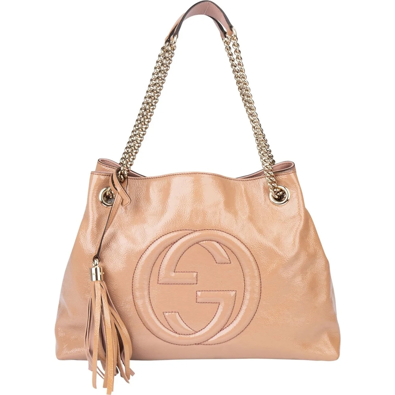 Gucci Schultertasche Gucci Patent Leather GG Soho Crossbody Bag rose