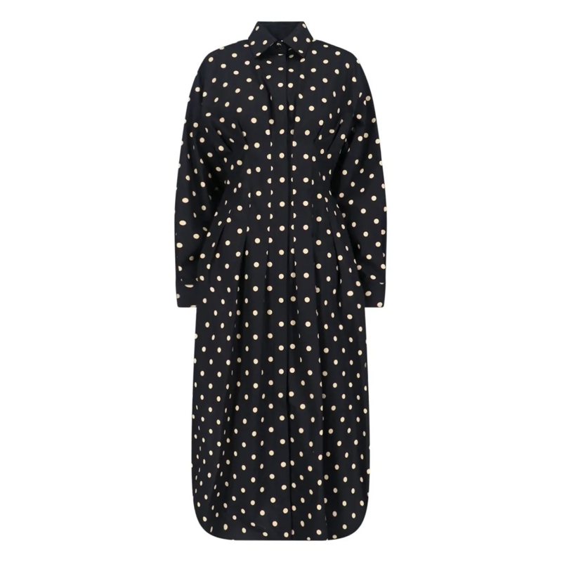 Moschino Midikleid Polka-Dot Shirt Dress – Black & Beige Black