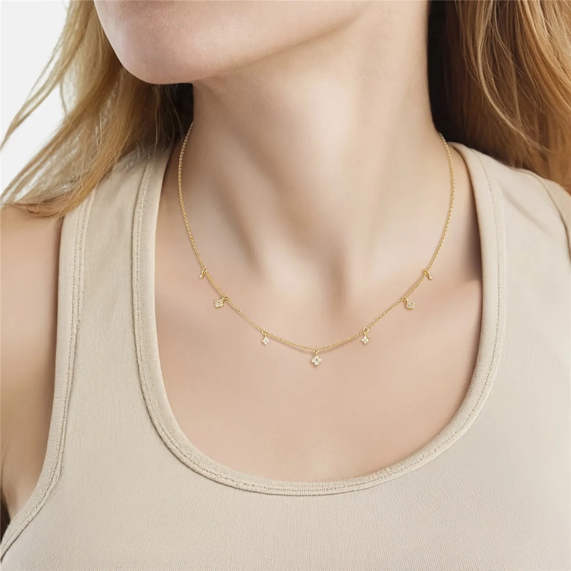 Glanzstücke München Mittellange Halskette Sterling Silber Halskette Zirkonia gold(Image 2)