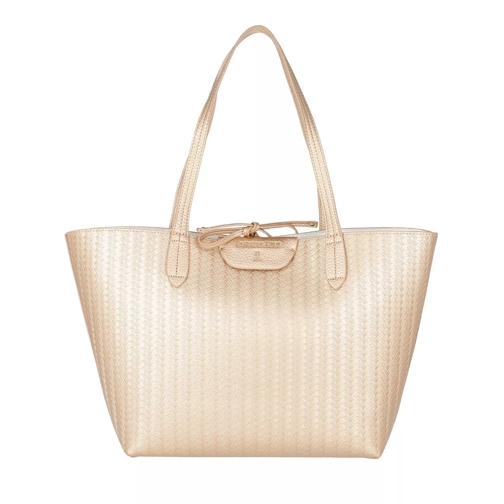 Patrizia Pepe Reversible Shopping Bag Shiny Gold/White Boodschappentas