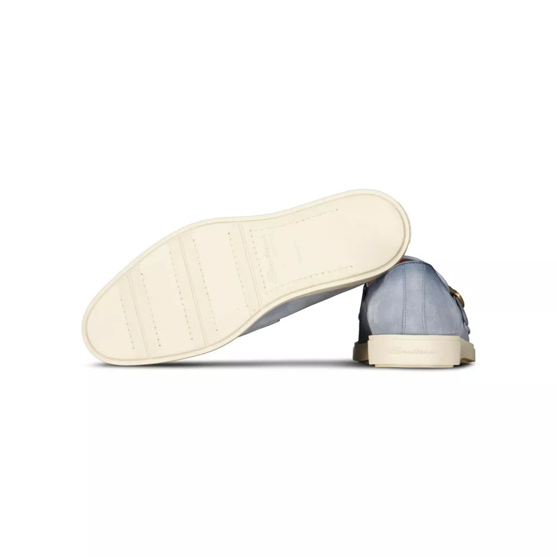 Santoni Schnürschuhe Doppel-Monkstraps aus Veloursleder Hellblau(Image 7)