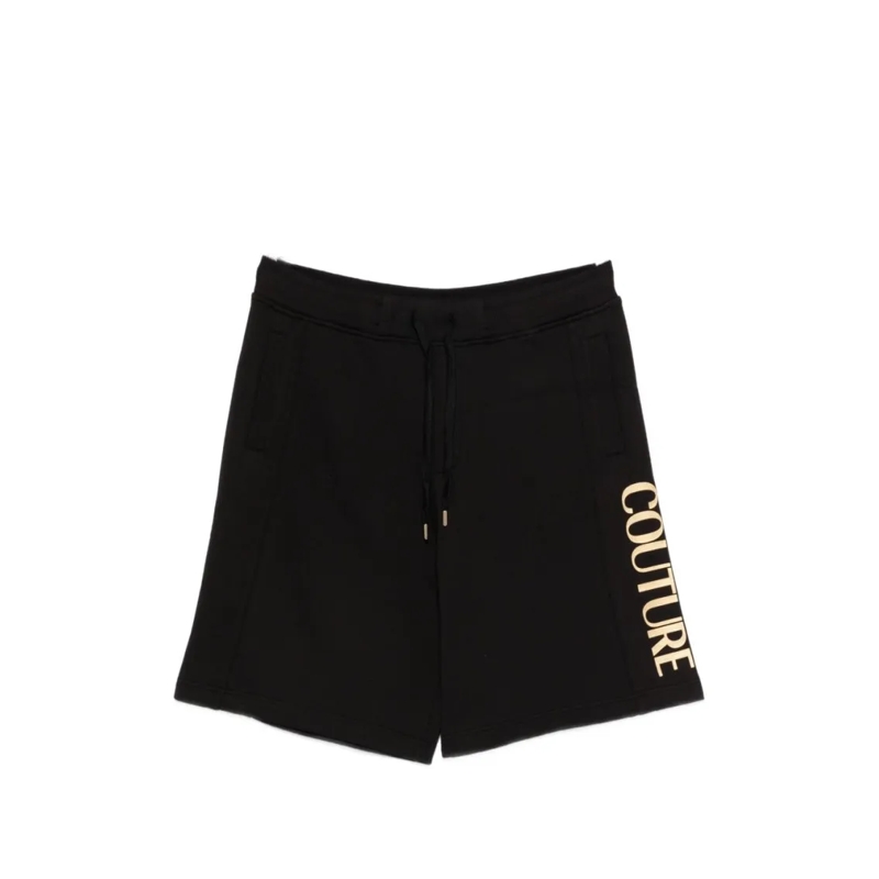 Versace Jeans Couture Casual Shorts Relaxed Fit Black Shorts With Gold Accents Black