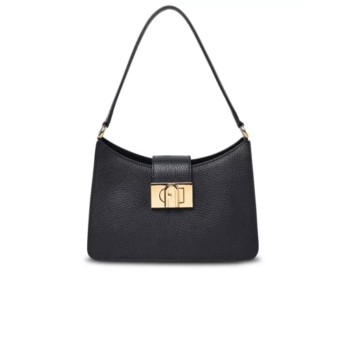 Furla 1927 Hobo Bag In Black Grained Leather Black Schultertasche