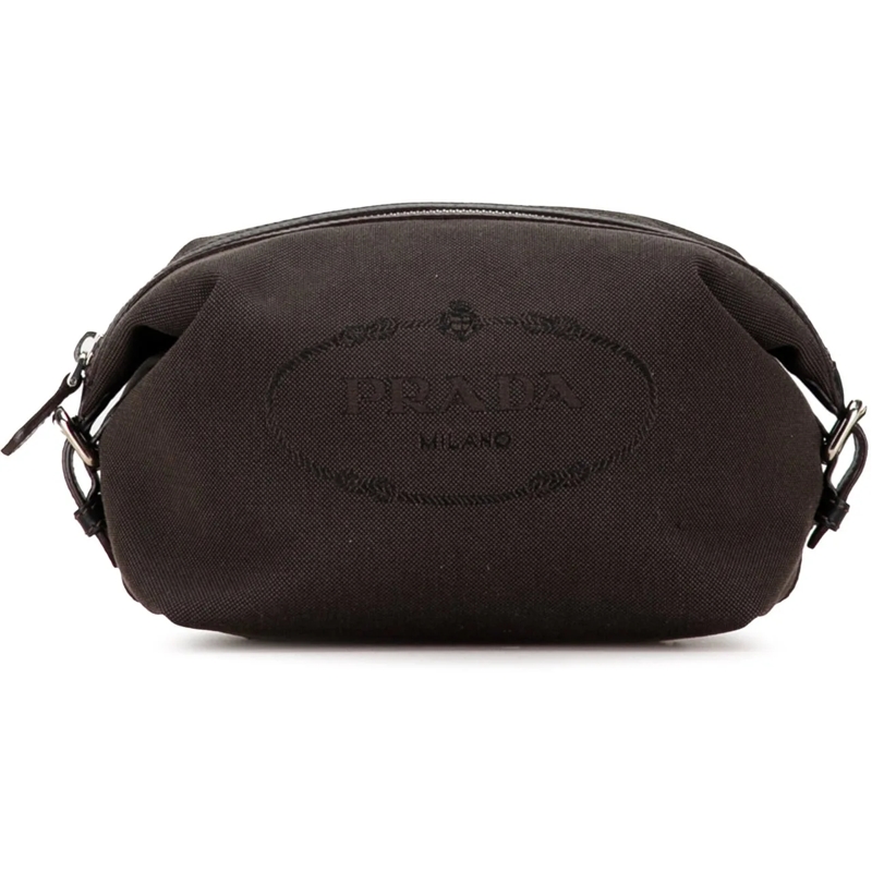 Prada Necessaire Canapa Logo Canvas Pouch braun