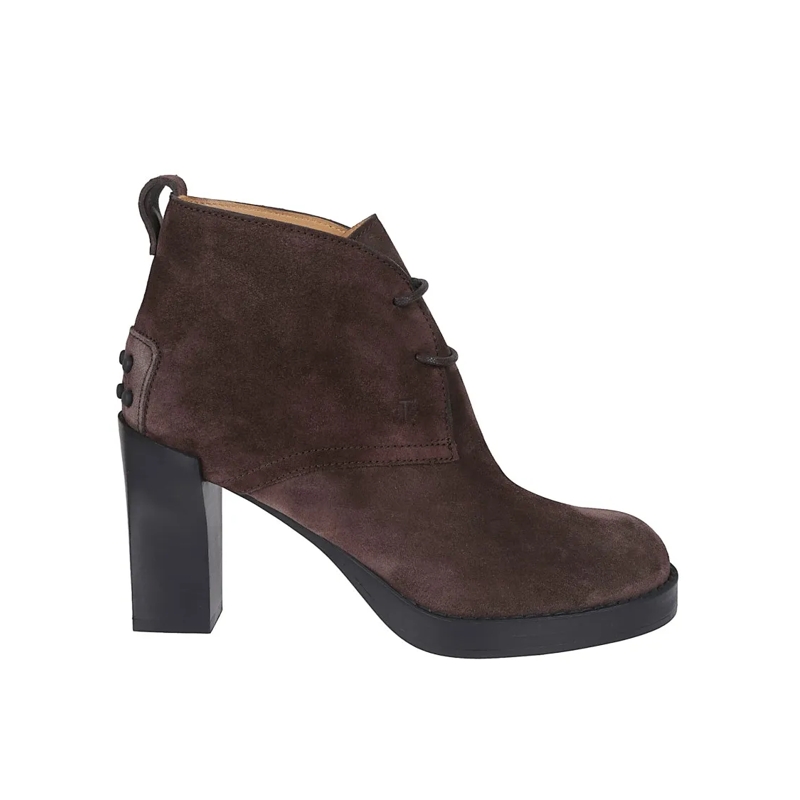 Tod's Bottes Rosewood Suede Ankle Boots Brown