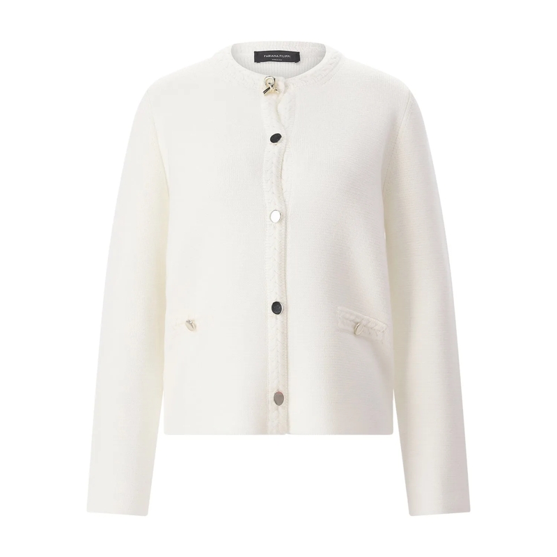 Fabiana Filippi Strickjacke Strickjacke aus Merinowolle weiß