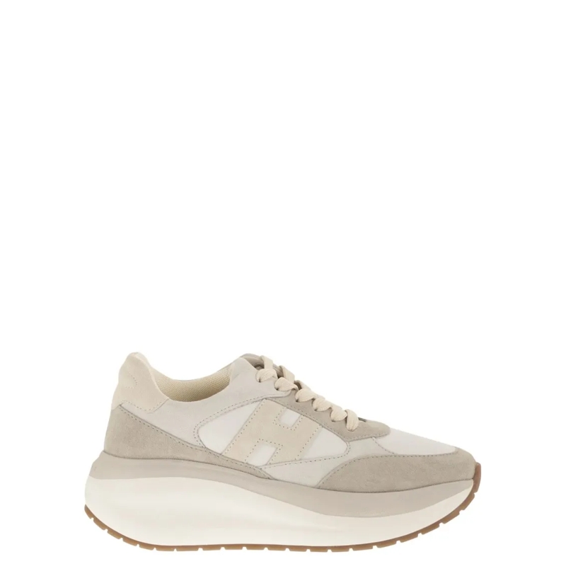 Hogan Lage-top sneaker Sculptural Suede And Leather Maxi I Active Sneaker Neutrals