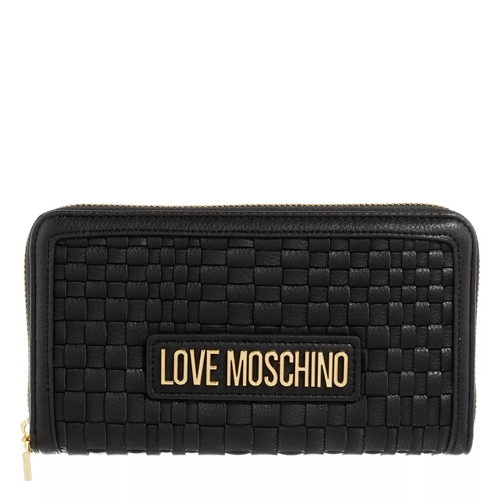 Love Moschino Slg Woven Nero Portemonnaie mit Zip-Around-Reißverschluss