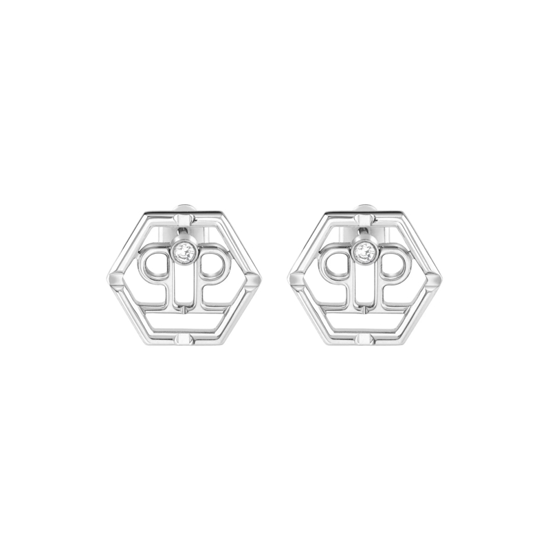 Philipp Plein Ohrstecker Ohrringe Hexagon silber